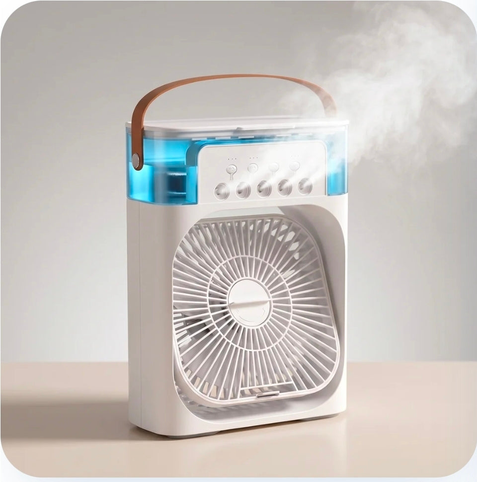 Ventilateur Rafraîchisseur d'Air 3-en-1 — Climatiseur Portable avec Lumière LED