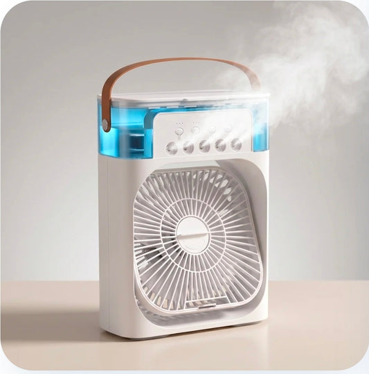Ventilateur Rafraîchisseur d'Air 3-en-1 — Climatiseur Portable avec Lumière LED