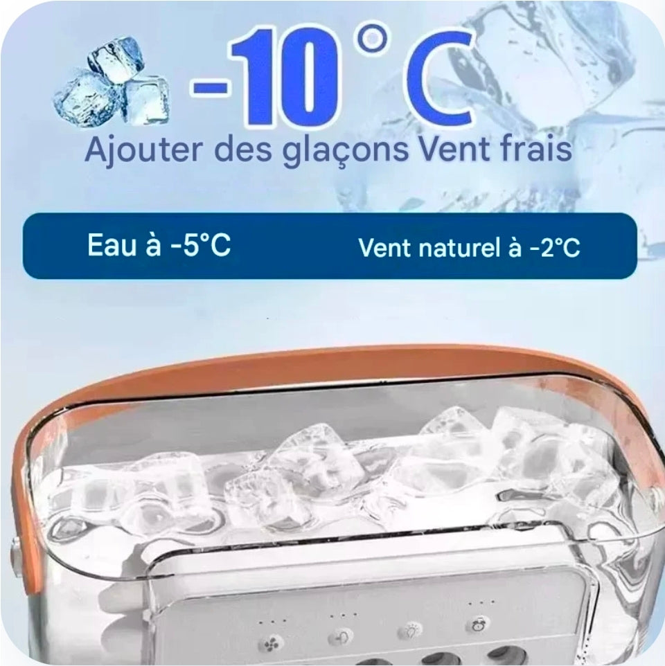 Ventilateur Rafraîchisseur d'Air 3-en-1 — Climatiseur Portable avec Lumière LED